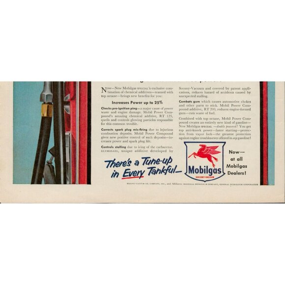 1954 Mobilegas "Double Powered Gasoline" Vintage Print Ad (L5) - Picture 3 of 3